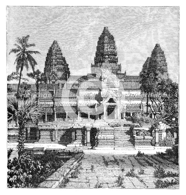 Th chief façade of the temple at Angkor-Wat, Cambodia, 1895. Artist: Unknown
