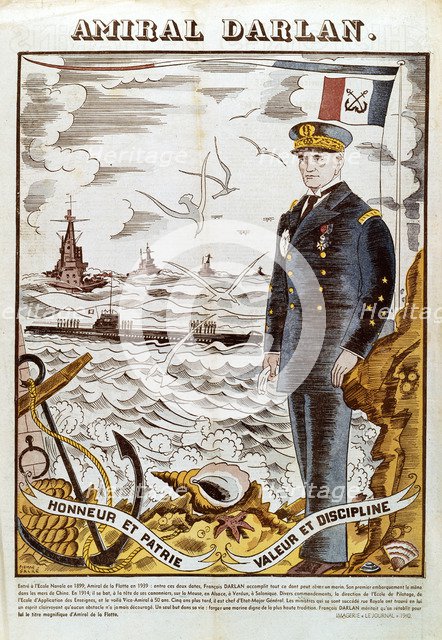 Admiral Francois Darlan, Commander of the French Navy, 1940. Artist: Pierre Falke