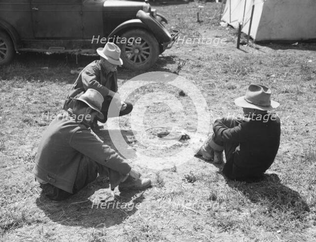 Idle migrants, foothills north of San Jose, California, 1939. Creator: Dorothea Lange.