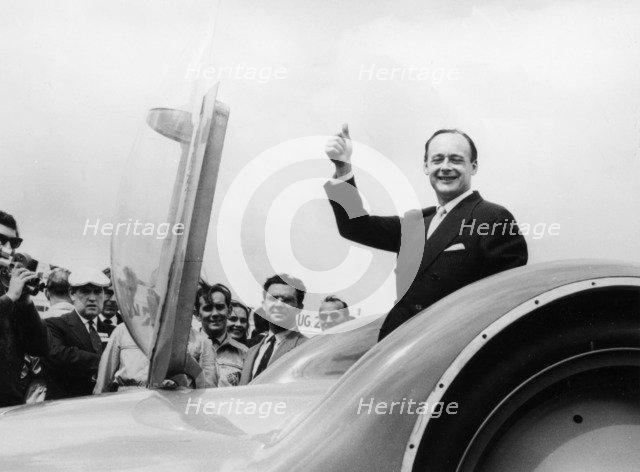 Donald Campbell with the Bluebird CN7 at the Goodwood trials, July 1960. Artist: Unknown