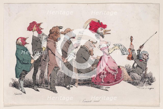 Vocal Concert from Metamorphoses of the Day, 1829. Creator: Pierre Langlumé.