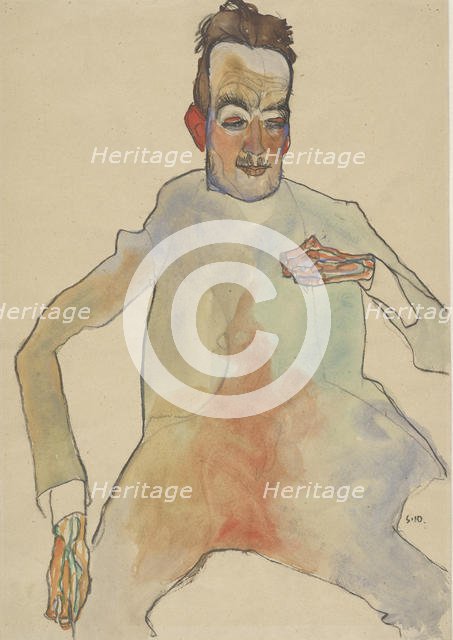 Cellist, 1910. Creator: Schiele, Egon (1890-1918).