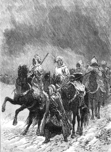 Scenes of the Late War in France: retreat from Le Mans - Ghoums and Spahis in the snow, 1871. Creator: William James Palmer.