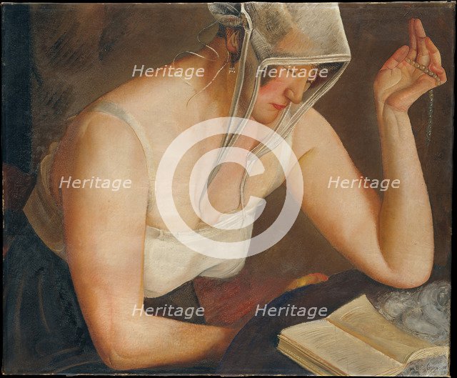 Woman Reading, c. 1922. Artist: Grigoriev, Boris Dmitryevich (1886-1939)