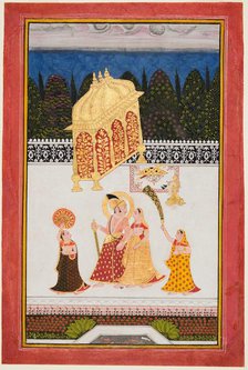 Maharana Ari Singh (c. 1761-73) and his consort on a terrace, c. 1761. Creator: Unknown.