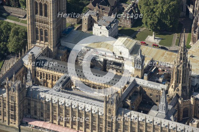 Renovation works at the Houses of Parliament, Westminster, London, 2021. Creator: Damian Grady.