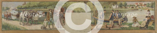 Sketch for the town hall in Saint-Maurice: Landscape. Banks of the Marne..., between 1890 and 1892. Creator: Edmond Debon.