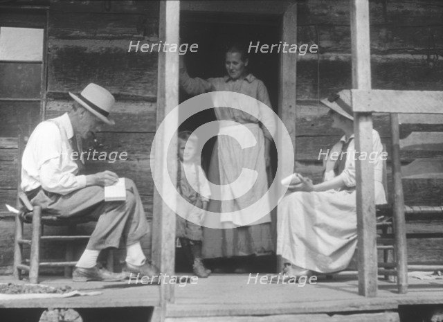 Cecil Sharp, Maud Karpeles, and Lucindy (Mrs Doc) Pratt, Kentucky, USA, 1916-1918. Artist: Unknown