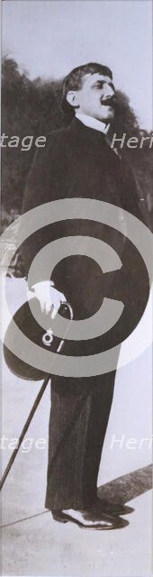 Marcel Proust on the terrace of the Jeu de Paume, 1921. Creator: Anonymous.