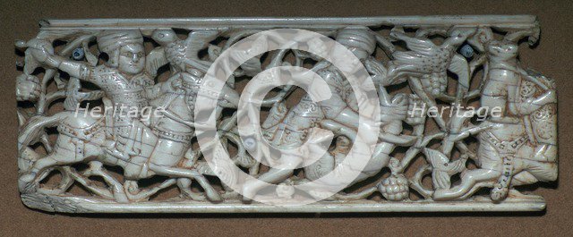 Islamic ivory panel of a hunting scene. Artist: Unknown