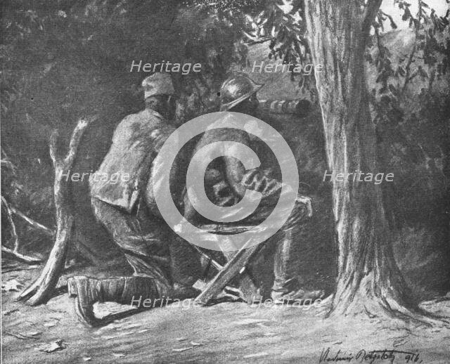 'La Campagne Macedonienne; Sur le front de la 11e armee Serbe; un poste d'observation..., 1916. Creator: Vladimir Betzitch.