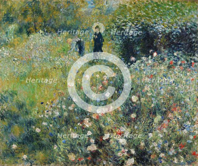 Woman with a Parasol in a Garden, 1875. Creator: Pierre-Auguste Renoir.