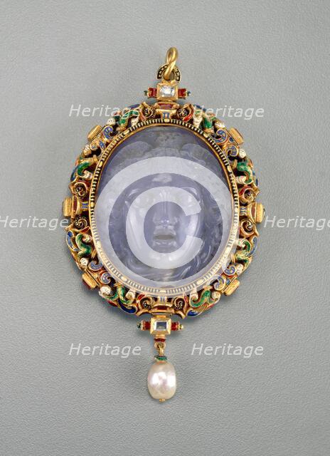 Pendant with the Head of Medusa, 1885/1890. Creator: Alfred André.