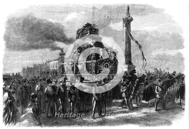 Funeral of the late King of the Belgians: the funeral car...Place du Congrés at Brussels, 1865. Creator: Unknown.