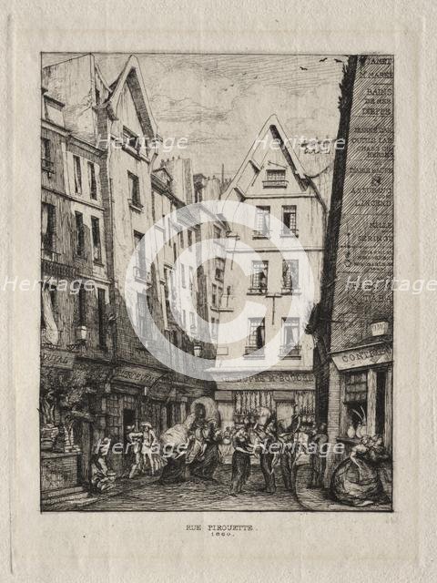 Pirouette Street, near the Markets, Paris, 1860. Creator: Charles Meryon (French, 1821-1868).