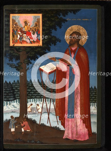 Venerable Adrian of Poshekhonye, 18th century. Artist: Russian icon  