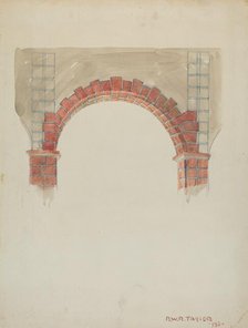 Restoration Drawing: Main Doorway & Arch to Mission House, 1936. Creator: Robert W.R. Taylor.