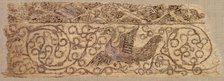 Embroidered fragment with bird among vines, 1100s. Creator: Unknown.