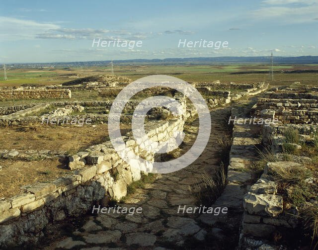 Ruins, Iberian-Roman settlement of Cabezo de Alcala, Province of Teruel, Aragon, Spain, 2001. Creator: LTL.