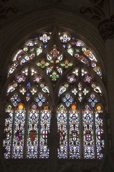 Stained glass window, Founder's Chapel, Monastery of Batalha, Batalha, Portugal, 2009. Artist: Samuel Magal