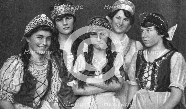 Traditional costumes worn by Hungarian women, Hungary, 1922. Artist: Unknown