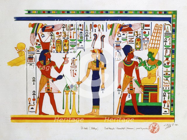 Mural from El-Kab, Egypt, 1841. Artist: Nestor l'Hote