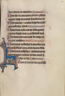 Initial L: A Man Prostrating Himself in Prayer; Bute Psalter, text and illumination about 1285. Creator: Bute Master.