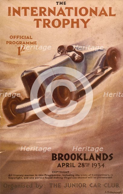 Programme for the Brooklands International Trophy, 1934. Artist: Unknown