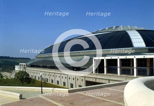 Palau Sant Jordi' by the Japanese architect Arata Isozaki, detail of the side.