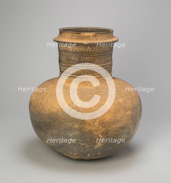 Globular Jar with Ribs, Korea, Three Kingdoms period (57 B.C.-A.D. 668), Silla..., 5th/6th century. Creator: Unknown.