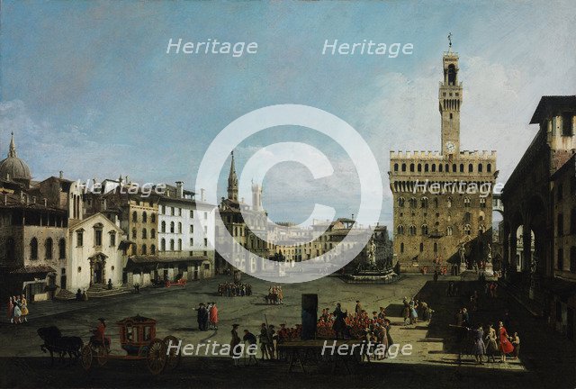 The Piazza della Signoria in Florence, 1742. Artist: Bellotto, Bernardo (1720-1780)