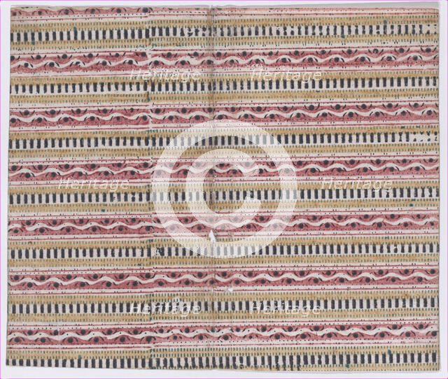 Book cover with overall geometric and stripe pattern, 19th century. Creator: Anon.