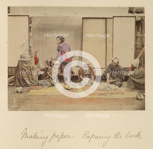 Making Paper - Preparing the Bark, about 1873-1883. Creator: Shinichi Suzuki I.