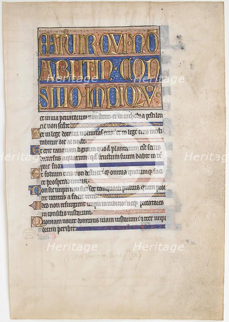 Manuscript Leaf from a Royal Psalter, 1250-70. Creator: Unknown.