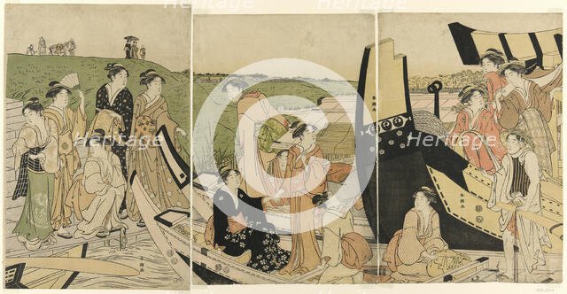 Pleasure Boats at a Landing, c. 1780/1801. Creator: Katsukawa Shuncho.
