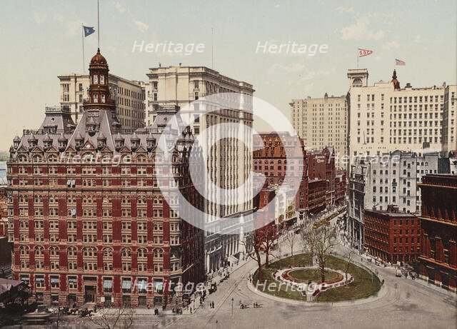 Bowling Green and Lower Broadway, New York City, c1900. Creator: Unknown.