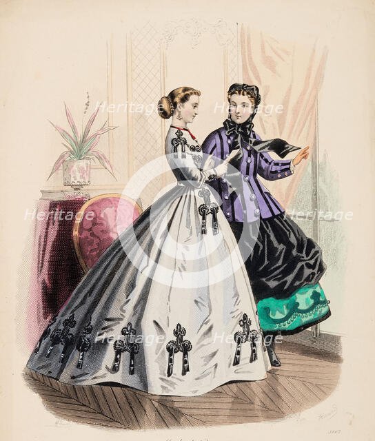 Fashion Plate - Petit Courrier des Dames 'Modes de Paris', 1865-66. Creator: Gilquin fils.