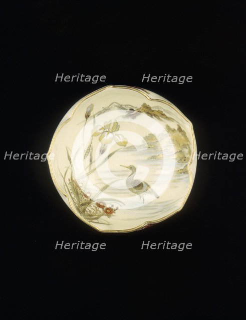 One of a pair of Satsuma 5-lobed petal shaped bowls, Meiji period, Japan, 1890. Artist: Unknown