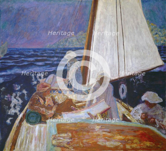 Signac and his friends in a sailboat, c 1924. Creator: Bonnard, Pierre (1867-1947).