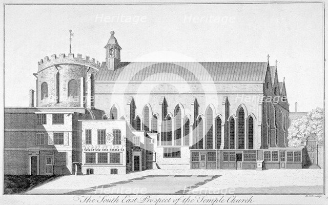 South-east view of Temple Church, City of London, 1737.                                              Artist: Benjamin Cole