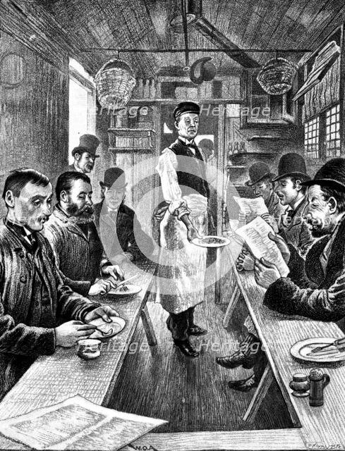 Sketches of London Cabs and Cabmen: interior of a cabmen’s shelter, 1890. Creator: P Naumann.