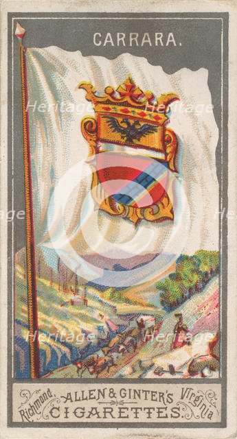 Carrara, from the City Flags series (N6) for Allen & Ginter Cigarettes Brands, 1887. Creator: Allen & Ginter.