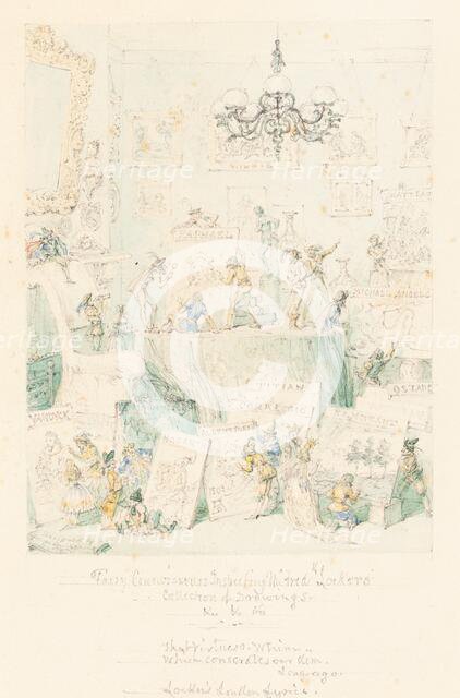 Fairy Connoisseurs Inspecting Mr. Frederick Locker's Collection of Drawings, 1867. Creator: George Cruikshank.