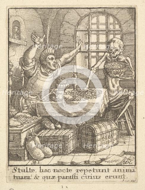 The Miser, from the Dance of Death, 1651. Creator: Wenceslaus Hollar.