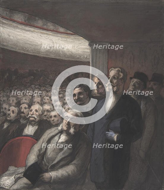 A Theater Audience, 19th century. Creator: Honore Daumier.