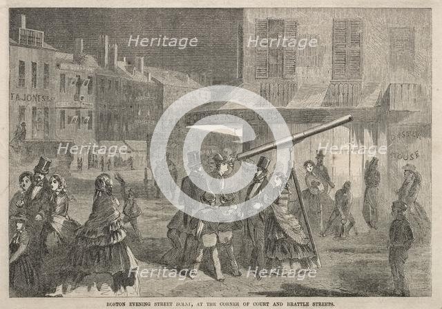 Boston Evening Street Scene, at Corner of Court and Brattle Streets, 1857. Creator: Winslow Homer (American, 1836-1910).