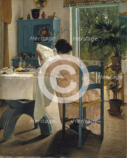'Breakfast with the Morning Newspaper', 1898.  Artist: Laurits Andersen Ring