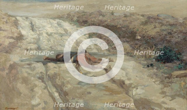 Scene from the 1870 war: dead soldier on a battlefield, c1870. Creator: Guillaume Urban Regamey.