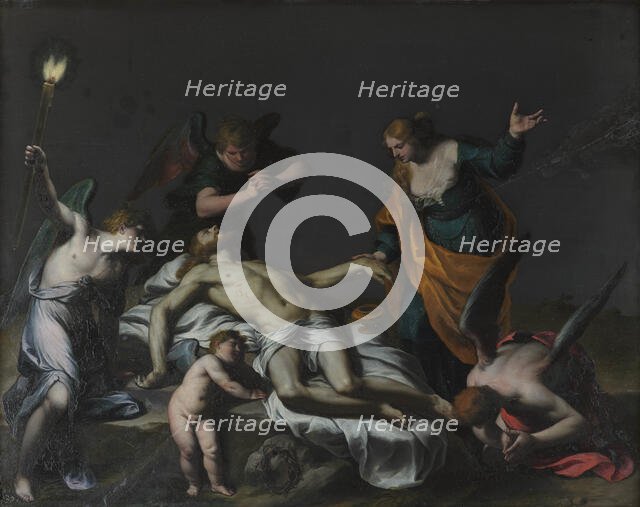 Lamentation over the Dead Christ with Mary Magdalene and angels. Creator: Turchi, Alessandro (1578-1649).