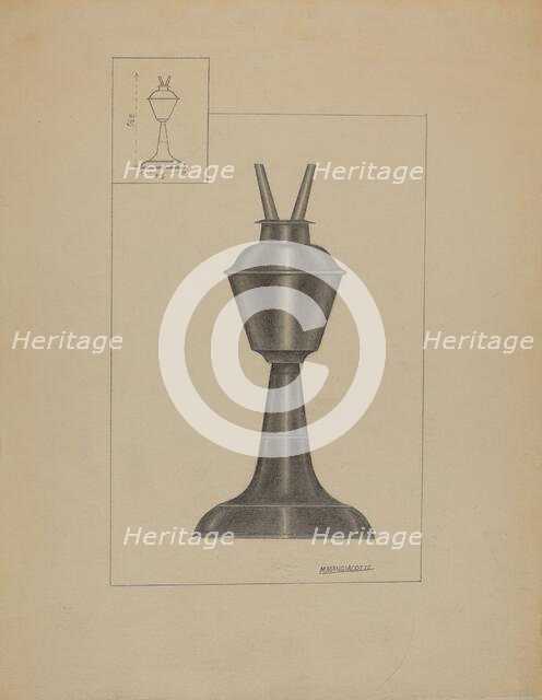 Whale Oil Lamp, c. 1936. Creator: Matthew Mangiacotti.